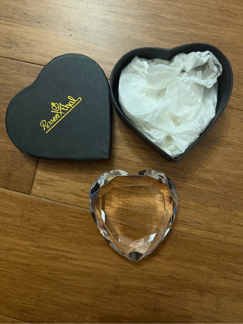 NwbVintage signed Rosenthal Crystal Heart Accent in Clear